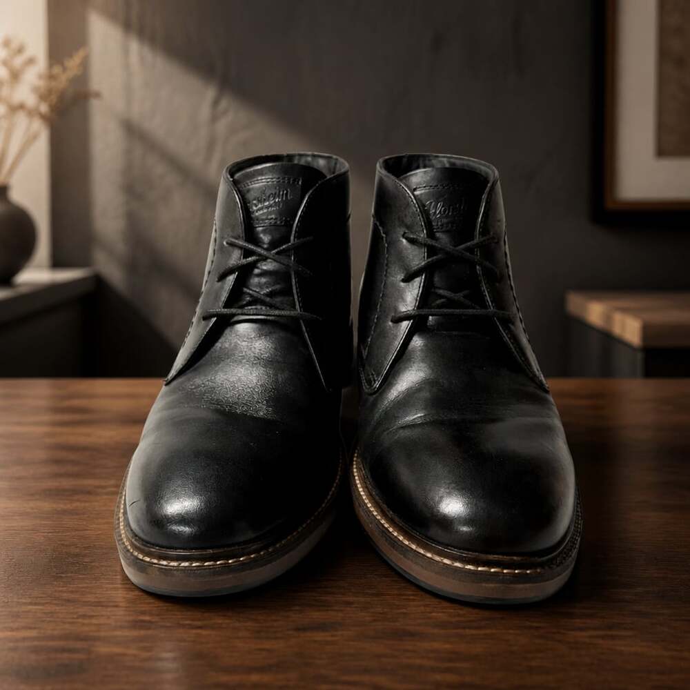 Florsheim Forge Plain Toe Chukka Boot in Black Leather